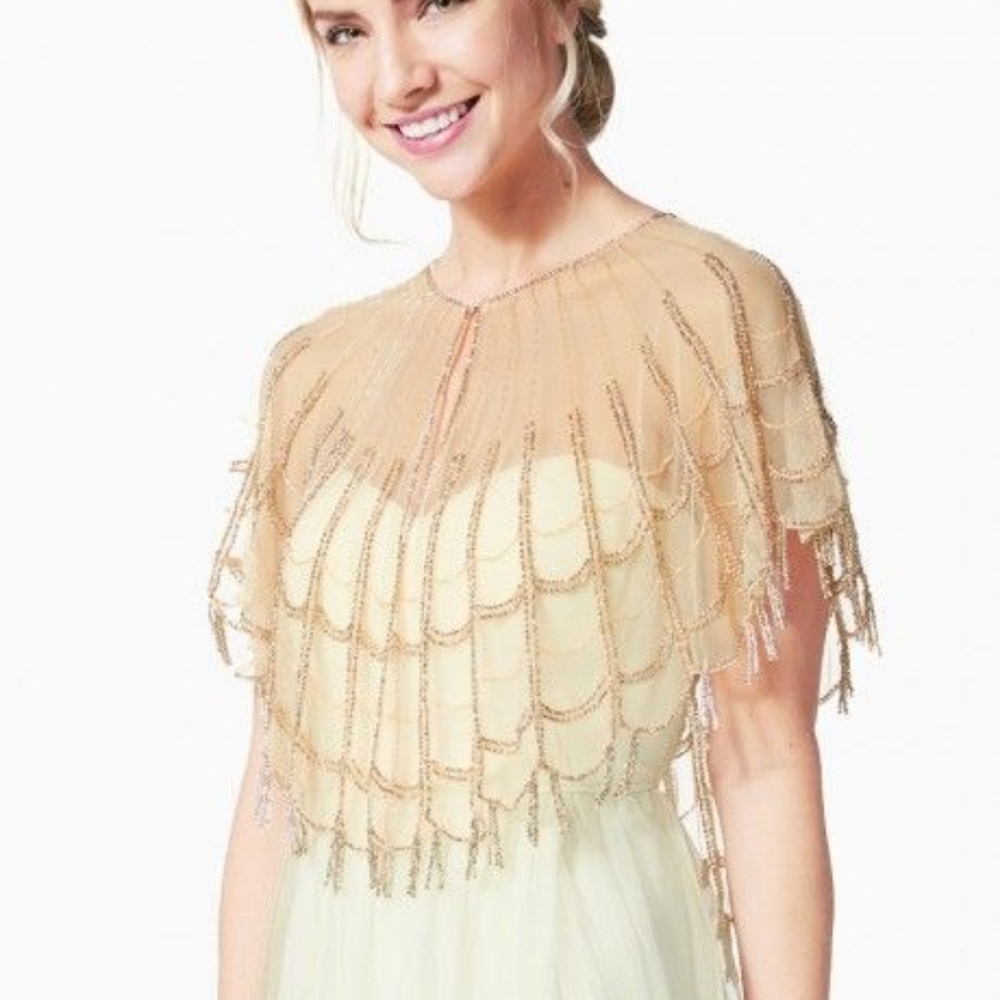 Gatsby beaded fringe cape